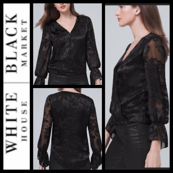 White House Black Market Tops - WHBM Silk Blend Floral Burnout Blouse - NWT